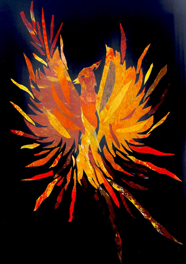 collage of a phoenix