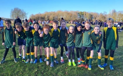 Children get ready to run in cross country race